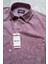 Erkek Comfort Fit Kısa Kol Tek Cepli Yıkamalı Pamuk Keten Gömlek Lunas Ss B01.251.609 - Bordo 2