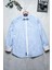 Erkek Tailored Fit Uzun Kol Logo Nakışlı Yıkamalı Pamuk Keten Gömlek Lindy Ls B01.251.709 - Gök Mavisi 1