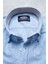 Erkek Tailored Fit Uzun Kol Logo Nakışlı Yıkamalı Pamuk Keten Gömlek Lindy Ls B01.251.709 - Gök Mavisi 3