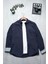Erkek Tailored Fit Uzun Kol Logo Nakışlı Yıkamalı Pamuk Keten Gömlek Lindy Ls B01.251.709 - Lacivert 1
