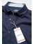 Erkek Tailored Fit Uzun Kol Logo Nakışlı Yıkamalı Pamuk Keten Gömlek Lindy Ls B01.251.709 - Lacivert 2