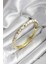 Erb Mineli Pirinç Krem Çiçek Desenli Gold Renk Kadın Kelepçe (Çap 60 Mm) 1