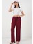 Geniş Paça Keten Pantolon 6735 - Bordo 1