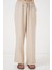 Geniş Paça Keten Pantolon 6735 - Krem 4