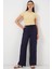 Geniş Paça Keten Pantolon 6735 - Lacivert 3