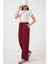 Geniş Paça Keten Pantolon 6735 - Bordo 3