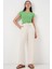 Geniş Paça Keten Pantolon 6735 - Ekru 1