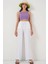 Geniş Paça Keten Pantolon 6735 - Beyaz 3