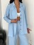 Yakalı Düğmeli Uzun Kollu Gömlek Pantolon Ikili Takım - Bebek Mavisi 2