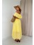 Sarı Omzu Lastikli Brode Elbise 4