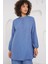 6678 Keten Tunik Pantolon Ikili Takım - Indigo 2