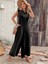 Fh Fashionhere Kadın Kısa Kollu Önden Düğmeli Paçaya Doğru Geniş Cepli Uzun Bürümcük Tulum 2