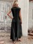Fh Fashionhere Kadın Kısa Kollu Önden Düğmeli Paçaya Doğru Geniş Cepli Uzun Bürümcük Tulum 3