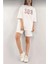 Fh Fashionhere Unisex Nakış Işlemeli Şort Takım - Beyaz 2