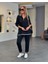 Fh Fashionhere Kadın Uzun Kollu Ribana ve Fermuar Detay Bluz ve Yüksel Bel Pantolon 2li Takım 2