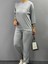 Fh Fashionhere Kadın Uzun Kollu Bisiklet Yaka Viskon Iki Iplik Bluz ve Pantolon Ikili Takım 5