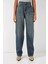 6689 Yüksek Bel Baggy Kot Pantolon - Indigo 5