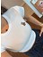Fh Fashionhere Bisiklet Yaka Kısa Kollu Nakışlı Crop - Beyaz 5