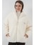 5212 Oversize Peluş Ceket Mont - Ekru 4