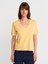 31840 V Yaka Kısa Kollu T-Shirt-Sarı 1