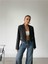 Fh Fashionhere Arkası Inci Düğme Detaylı Crop Ceket - Siyah 1