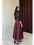 Fh Fashionhere Bordo Leopar Büzgülü Uzun Etek 3
