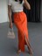 Fh Fashionhere Gabardin Uzun Önden Yırtmaçlı Etek - Turuncu 3