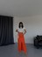 Fh Fashionhere Gabardin Uzun Önden Yırtmaçlı Etek - Turuncu 4