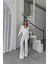 Fh Fashionhere Jakarlı Bluzu Tasarım Detaylı Ceket-Pantolon-Bluz 3 Lü Takım - Beyaz 1