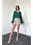 Fh Fashionhere Zümrüt Kolları Tüylü Saten Crop 5