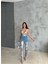 Fh Fashionhere Diz Yırtık Varaklı Mom Kot Pantolon - Gümüş 1
