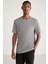 Abbott Erkek Pamuk Bisiklet Yaka Comfort Fit Özel Dokulu Kırcıllı Görünümlü Gri T-Shirt 1