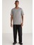 Abbott Erkek Pamuk Bisiklet Yaka Comfort Fit Özel Dokulu Kırcıllı Görünümlü Gri T-Shirt 3