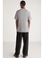 Abbott Erkek Pamuk Bisiklet Yaka Comfort Fit Özel Dokulu Kırcıllı Görünümlü Gri T-Shirt 4