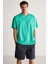 Jett Erkek Oversize Fit %100 Pamuk Kalın Dokulu Yeşil T-shirt 1