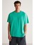 Jett Erkek Oversize Fit %100 Pamuk Kalın Dokulu Yeşil T-shirt 2