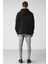 Draco Erkek Yumuşacık Kumaşlı Örme 3 Iplik Oversize Kapüşonlu Kanguru Cepli Siyah Sweatshirt 5