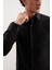 Branham Erkek Ultra Esnek Pamuk Elastan Kumaşlı Slim Fit Poplin Siyah Gömlek 6