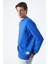 Travis Erkek Yumuşacık Kumaşlı Regular Fit Yuvarlak yakalı Saks Mavi Sweatshirt 3
