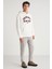 Aleksi Erkek Kapüşonlu Çitçit Detaylı Kanguru Cepli Baskılı Ekru Sweatshirt 3
