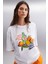 Nıtza Kadın %100 Pamuk Oversize Bisiklet Yaka Beyaz T-shirt 2