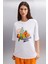 Nıtza Kadın %100 Pamuk Oversize Bisiklet Yaka Beyaz T-shirt 4