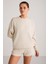 Maisie Kadın Scuba Kumaşlı Aşırı Yumuşak Yuvarlak Yakalı Oversize Vanilya Sweatshirt 1