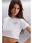 MORAN Kadın %100 Pamuk Beyaz - Kırmızı Baskılı T-Shirt 4
