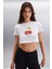 MORAN Kadın %100 Pamuk Beyaz - Kiraz Baskılı T-Shirt 5