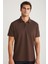 Eddıe Erkek Slim Fit %100 Pamuk Acı Kahve Polo Yaka T-shirt 4