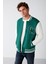 Advanced Erkek Bomber Üç Boyutlu Aplikeli Çıt Çıtlı Bomber Yeşil Sweatshirt 1