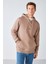 Epic Erkek Yumusaçık Kumaşlı Kapüşonlu Kordonlu Regular Fit Nakışlı Vizon Sweatshirt 1