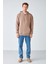 Epic Erkek Yumusaçık Kumaşlı Kapüşonlu Kordonlu Regular Fit Nakışlı Vizon Sweatshirt 2