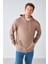 Epic Erkek Yumusaçık Kumaşlı Kapüşonlu Kordonlu Regular Fit Nakışlı Vizon Sweatshirt 4